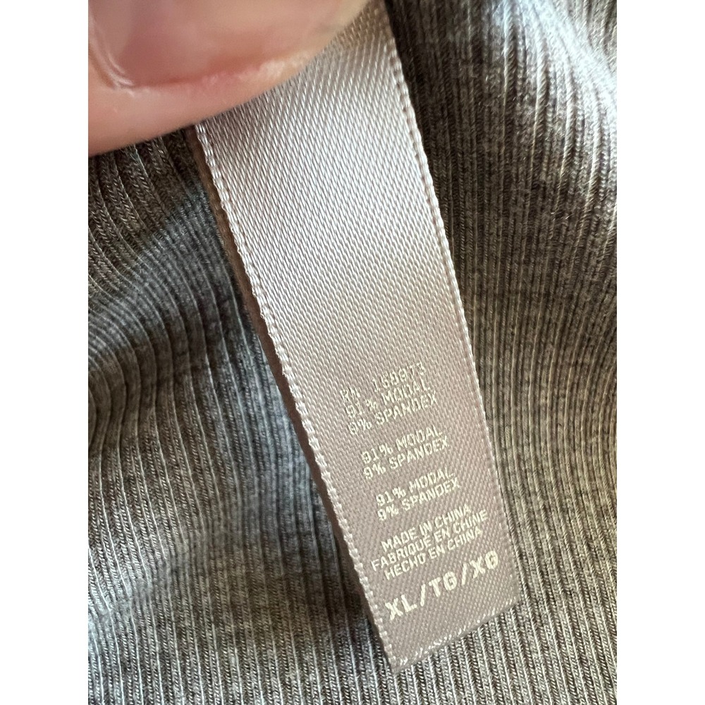SKIMS Soft Lounge Sleep Shirt Heather Gray Long Sleeve Button Up Ribbed Size XL - Picture 4 of 8